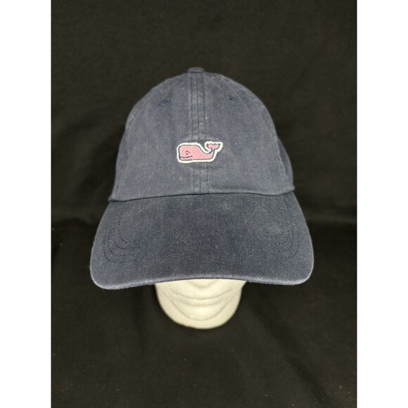 Vineyard Vines Whale Hat Cap Strap Back Adjustable Navy Blue Cotton Simple Pink - Picture 1 of 6
